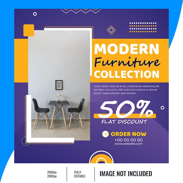 Vector colección de muebles modernos publicación en redes sociales