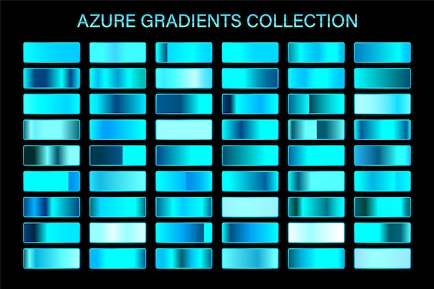 Colección de muestras de color de textura de lámina metálica de gradiente azul brillante de vectores de alta calidad