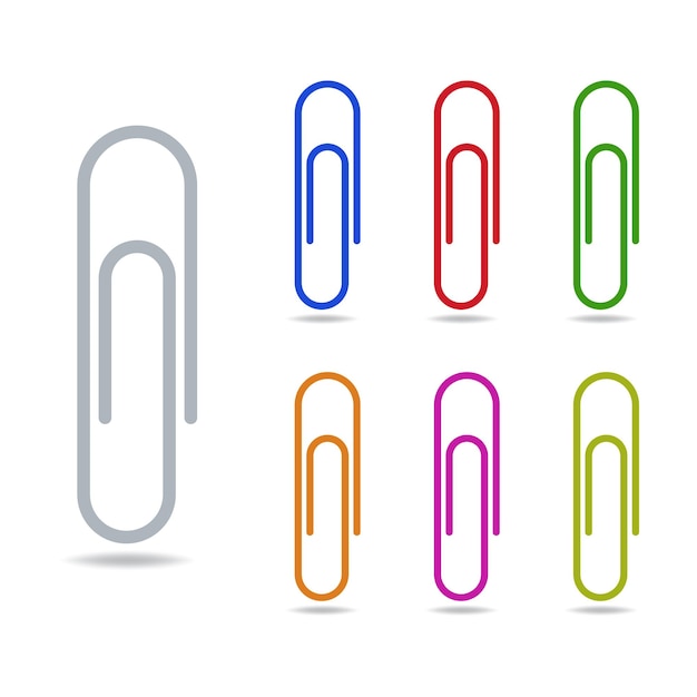 Colección multicolor vectorial de clips de papel