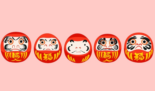 Vector colección de muñecas daruma