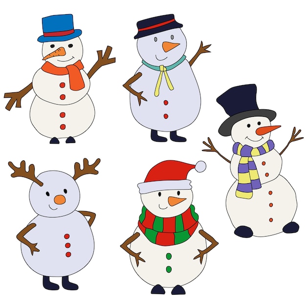 Colección de muñecos de nieve de dibujos animados para las vacaciones de invierno