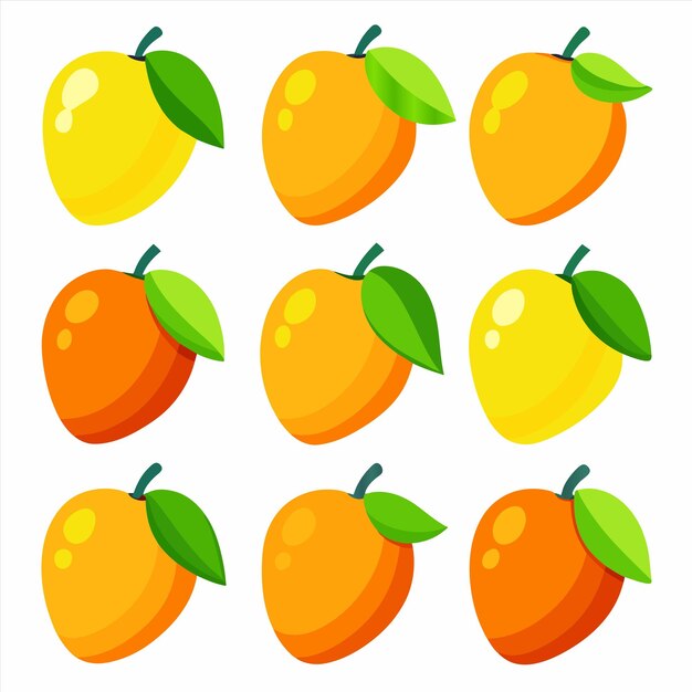 una colección de naranjas con hojas verdes y naranjas