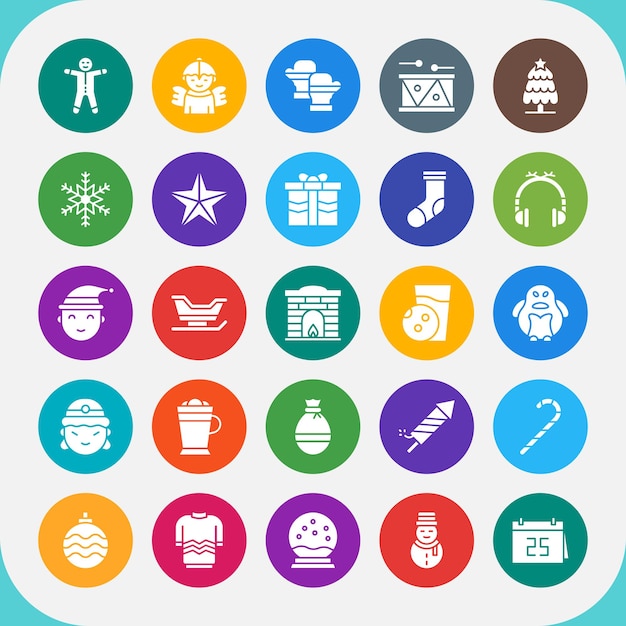 Colección navideña de iconos de colores