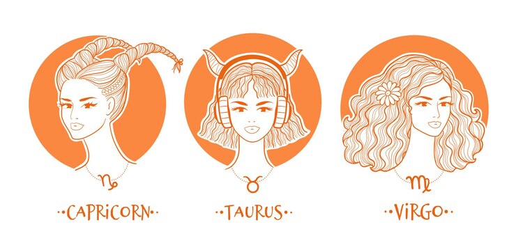 Vector colección de niñas de signos del zodiaco de la tierra