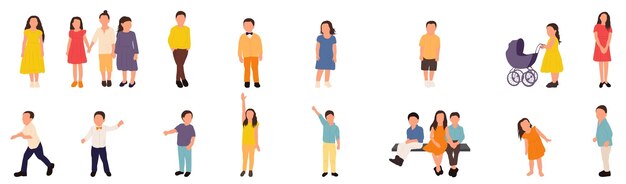 colección de niños en vector de fondo blanco