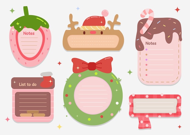 Colección de notas de papel vectorial para Navidad