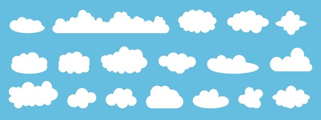 Vector colección de nubes blancas conjunto de nubes de dibujos animados en un diseño plano elementos de ilustración vectorial gráfica