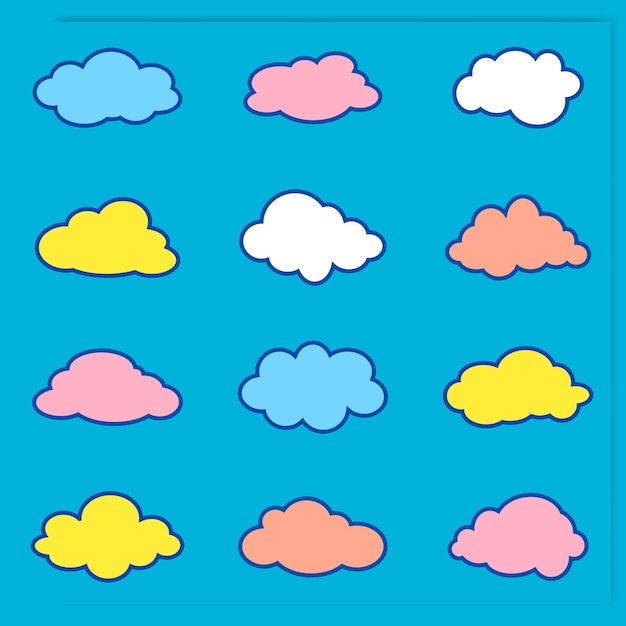 Colección de nubes coloridas