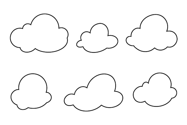 una colección de nubes con un contorno negro