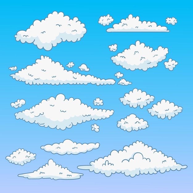 Colección de nubes dibujadas a mano