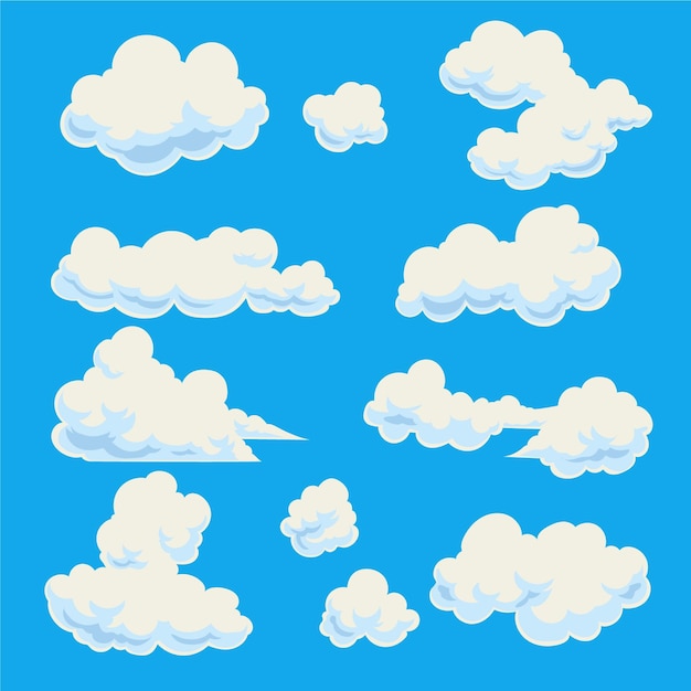 Colección de nubes de dibujos animados