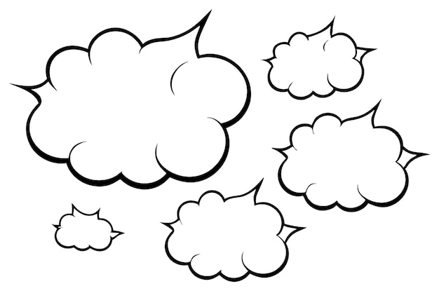 una colección de nubes con un fondo blanco