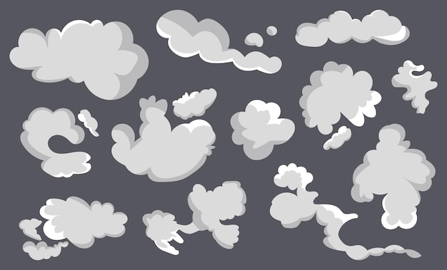 Colección de nubes de humo de dibujos animados