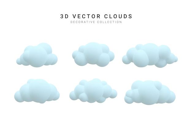 Colección de nubes realistas 3d Ilustración vectorial