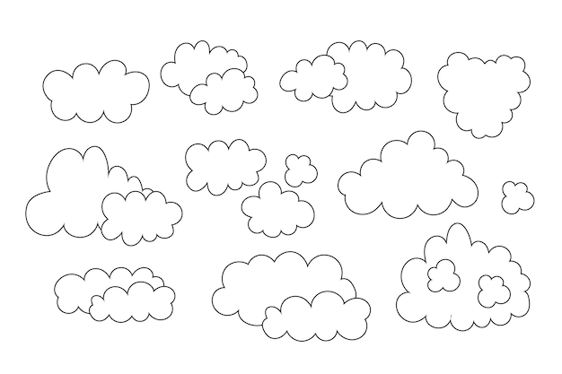 Colección de nubes Vector de conjunto de nubes icono vector de conjunto de diferentes formas