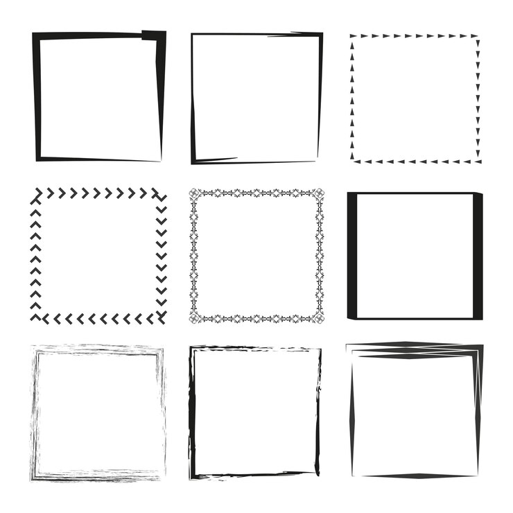 Vector colección de nueve marcos vectoriales estilos geométricos y decorativos ideales para presentaciones vector