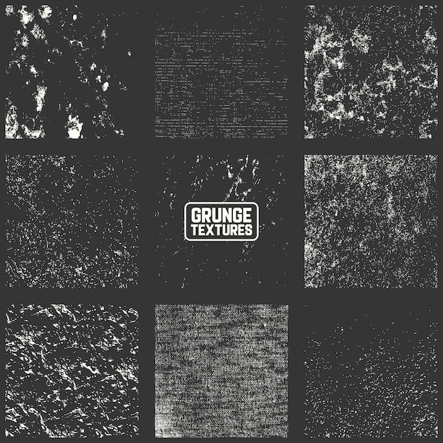 Colección de nueve texturas grunge en blanco y negro