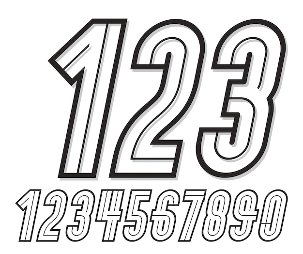 Colección de números altos en cursiva retro de moda, numeración vectorial, para usar como elementos de diseño de carteles antiguos
