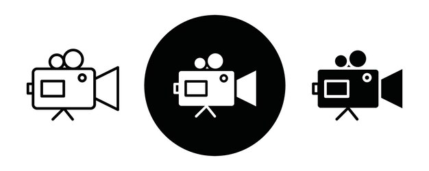 Colección o conjunto de iconos de contorno de cámara de video Cámara de video Arte de líneas vectoriales delgadas