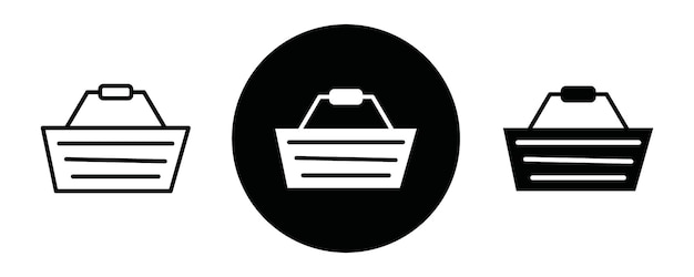 Colección o conjunto de iconos de contorno de la canasta de compras Arte de líneas vectoriales delgadas