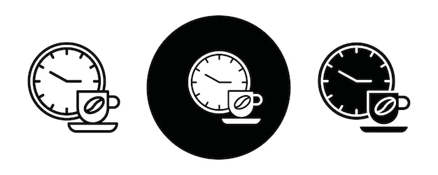 Colección o conjunto de iconos de contorno de la hora del café Tiempo del café Arte de líneas vectoriales delgadas
