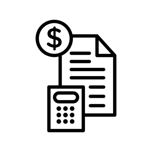 Colección o paquete de conjunto de esquema de icono de presupuesto de contabilidad