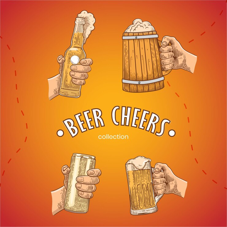 Colección de objetos de aplausos de cerveza