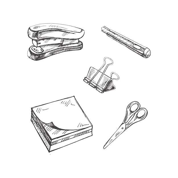 Colección de objetos Doodle Educación Concepto Elemento de boceto vintage Ilustración vectorial