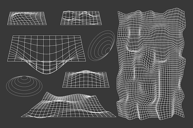 Colección de objetos de estructura alámbrica 3d 6