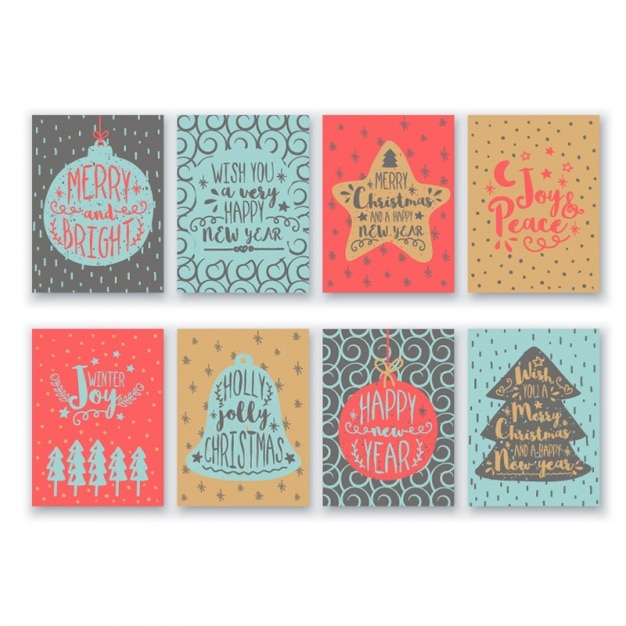 Vector colección de ocho tarjetas de navidad