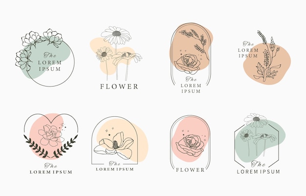 Colección oculta de belleza con flor geométrica Ilustración de vector para iconstickerprintable y tattoo