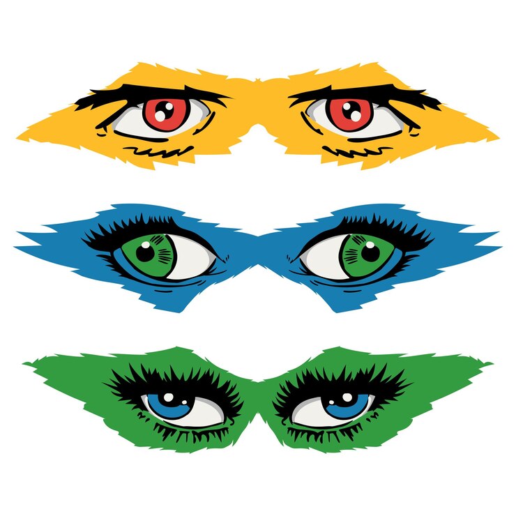 Vector colección de ojos de estilo cómico, conjunto de ojos de color de dibujos animados