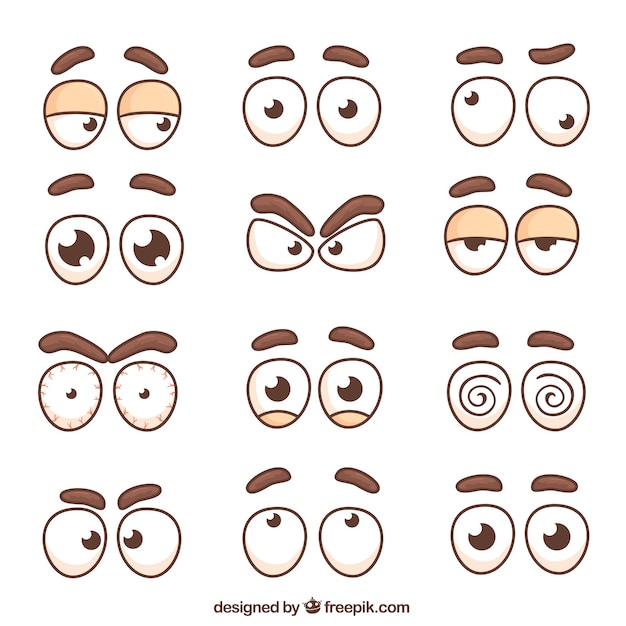 Vector colección de ojos de personajes y cejas