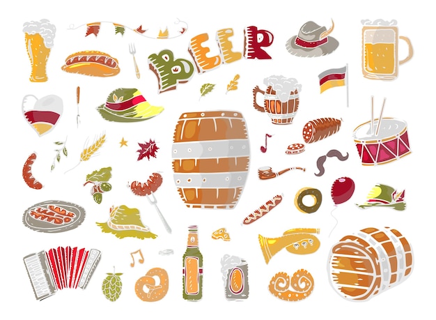 Colección Oktoberfest en estilo dibujado a mano