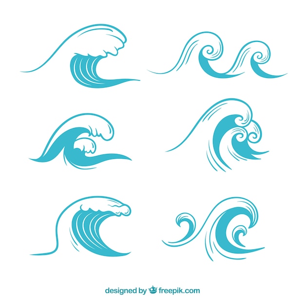 Vector colección de olas oceánicas