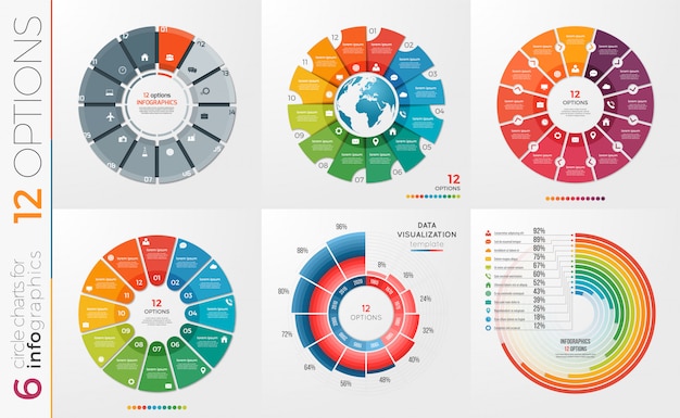 Vector colección de opciones de plantillas de gráfico circular.
