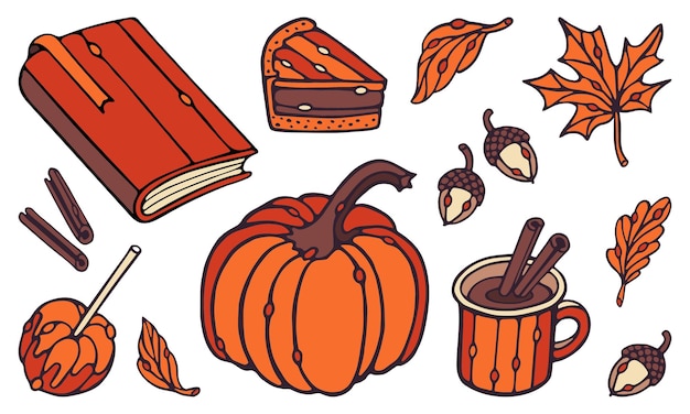 Colección Otoño Premium Vector Doodle Ilustración