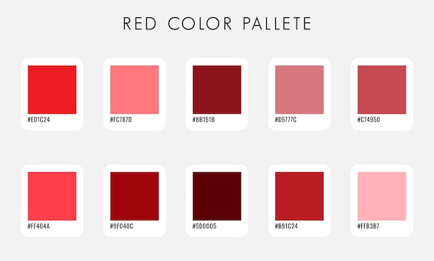Colección de paletas de color rojo vectorial