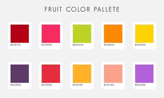 Colección de paletas de colores de frutas vectoriales