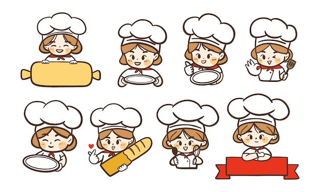Colección de panadería de chef dibujada a mano