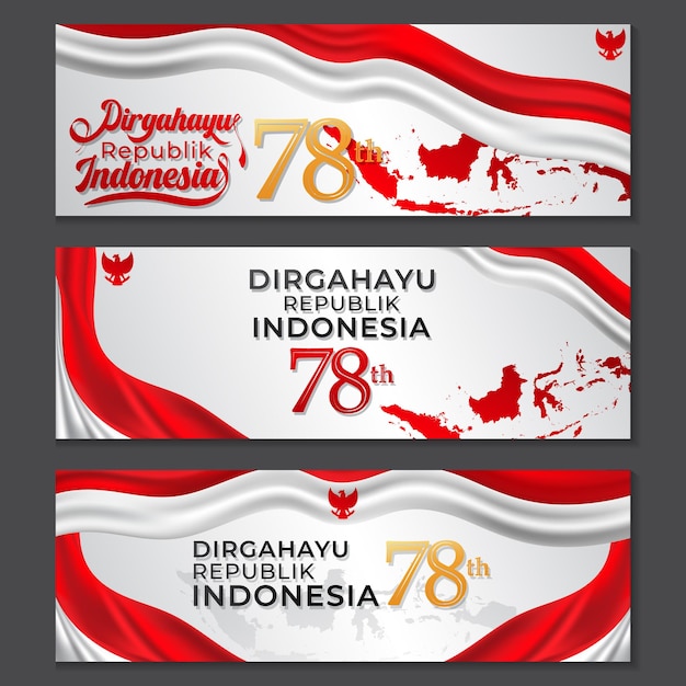 Colección de pancartas del Día de la Independencia de Indonesia
