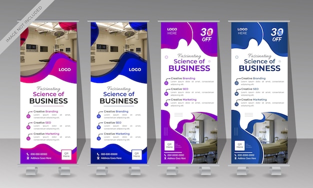 Una colección de pancartas enrollables para una empresa