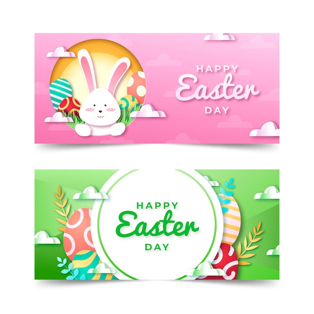 Vector colección de pancartas de pascua en papel