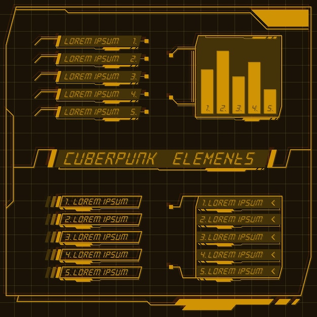 Colección de panel de control futurista de ciencia ficción de elementos de hud gui vr diseño de interfaz de usuario estilo retro cyberpunk