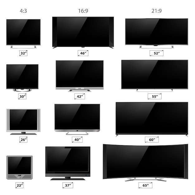 Vector colección de pantallas de tv