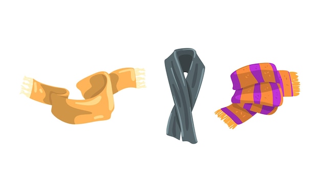 Colección de pañuelos Ropa para clima frío pañuelos de punto para invierno y otoño Ilustración vectorial