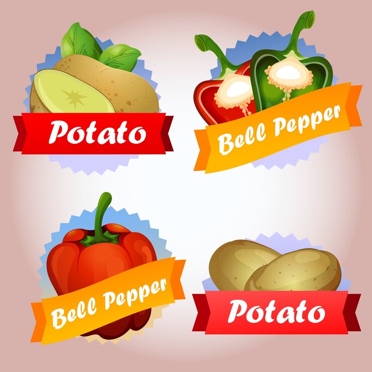 colección de papas y paprikas de frutas