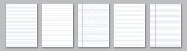 Colección de papel para cuadernos de formato A4 papel de notas con líneas realistas