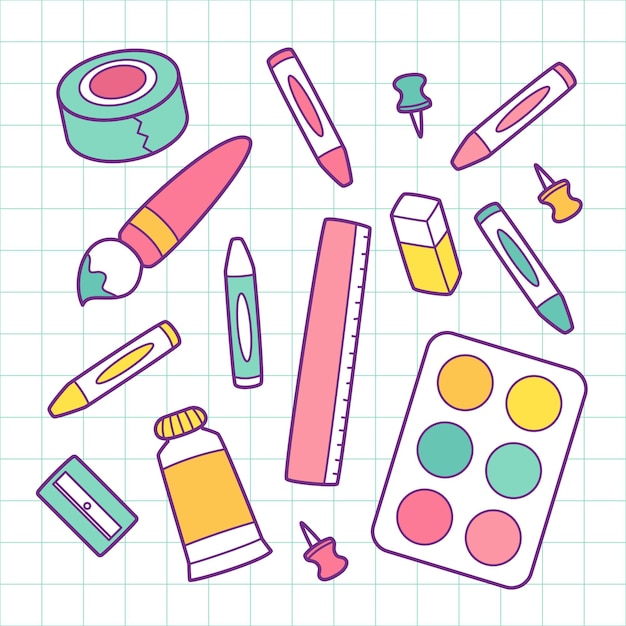 Colección de papelería colorida de Vector