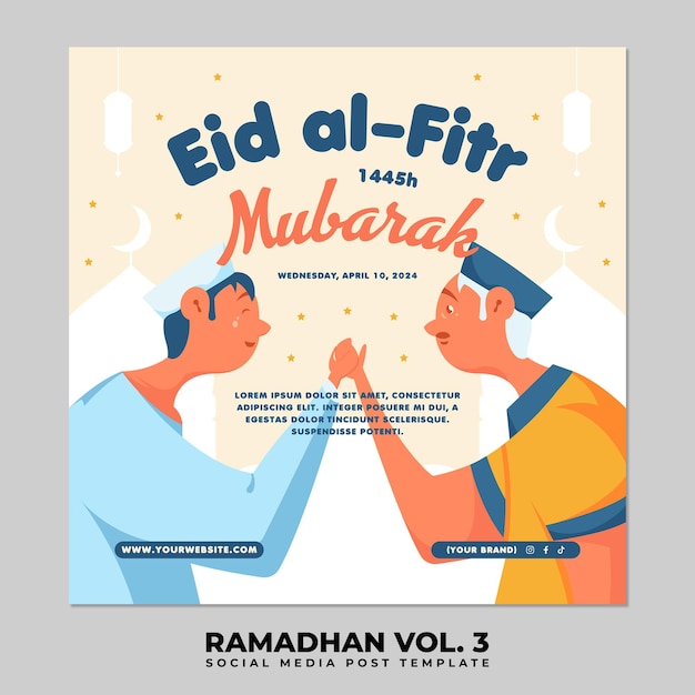 Colección de paquetes de eid mubarak y ramadán o ramadán en las redes sociales islámicas